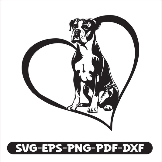 Boxer Heart SVG EPS PNG PDF DXF Cutting