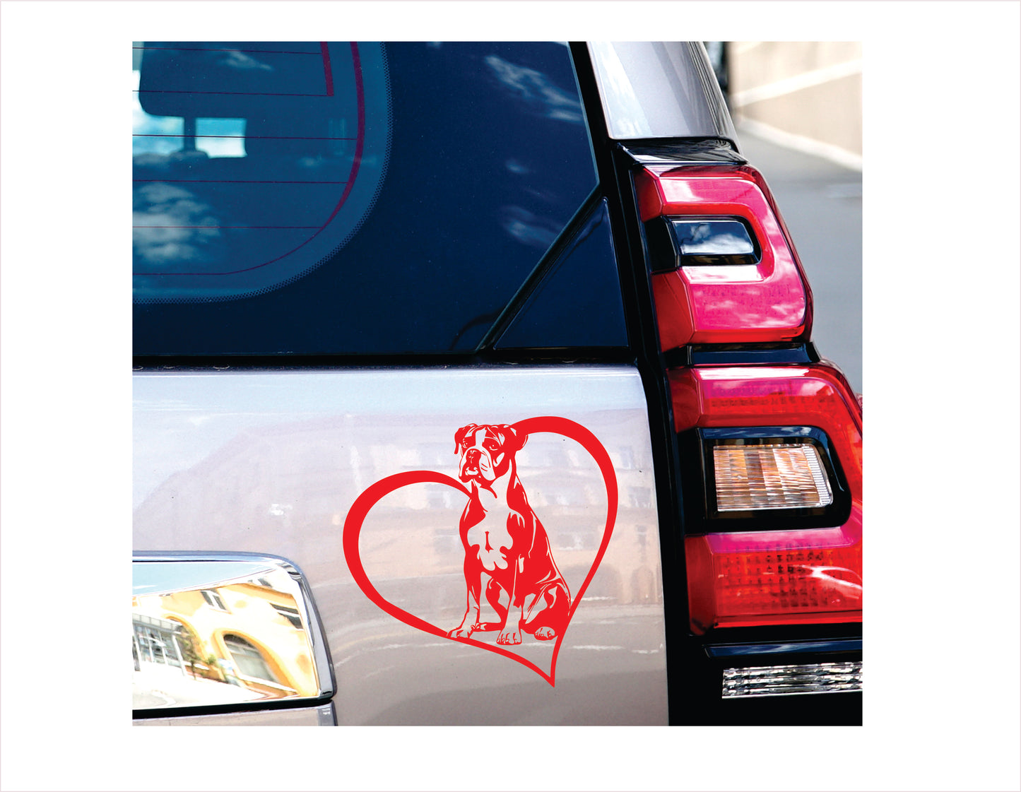 Boxer Dog Heart Red Decal Sticker