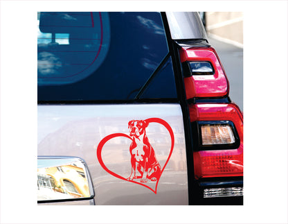 Boxer Dog Heart Red Decal Sticker