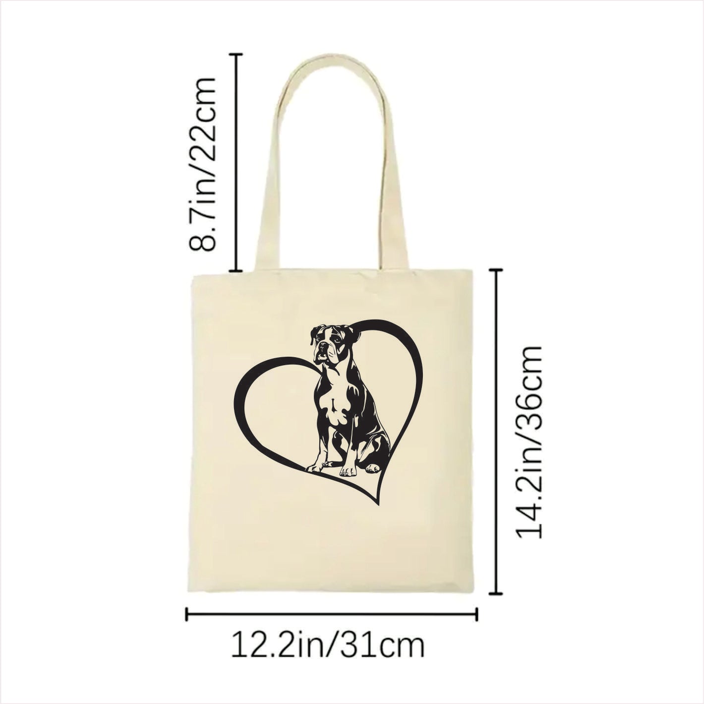 Boxer heart tote bag 2