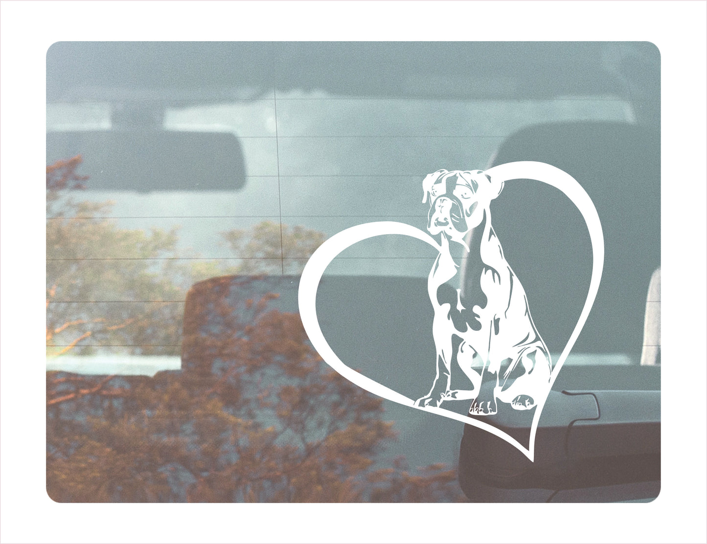 Boxer Dog Heart White Decal Sticker