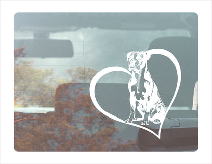 Boxer Dog Heart White Decal Sticker