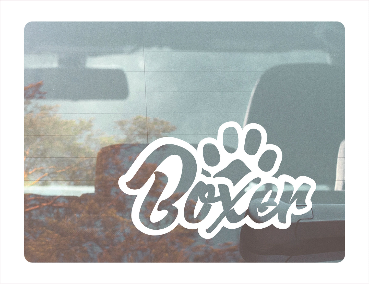 Boxer Paw White Vinyl Decal Sticker