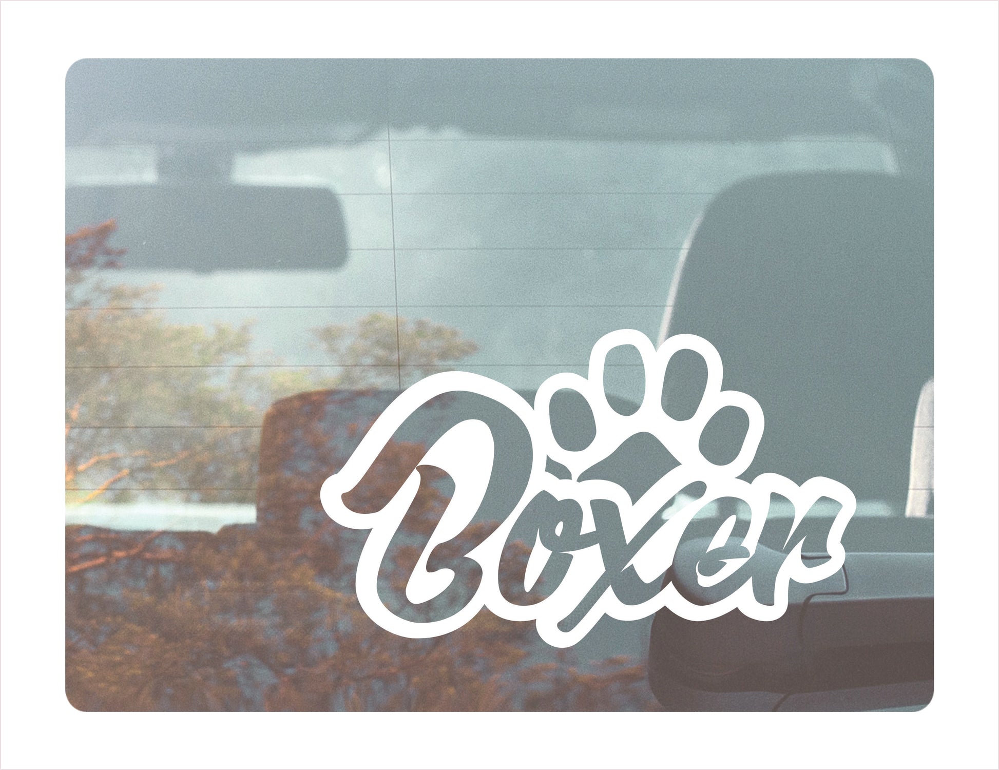 Boxer Paw White Vinyl Decal Sticker