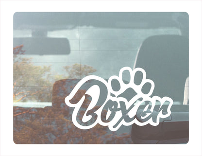 Boxer Paw White Vinyl Decal Sticker