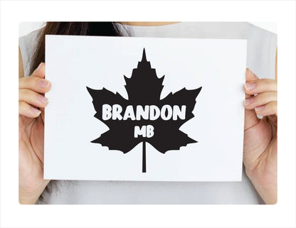 Brandon Manitoba maple leaf Canada Black Decal Sticker