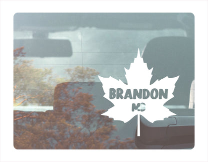 Brandon Manitoba maple leaf Canada White Decal Sticker