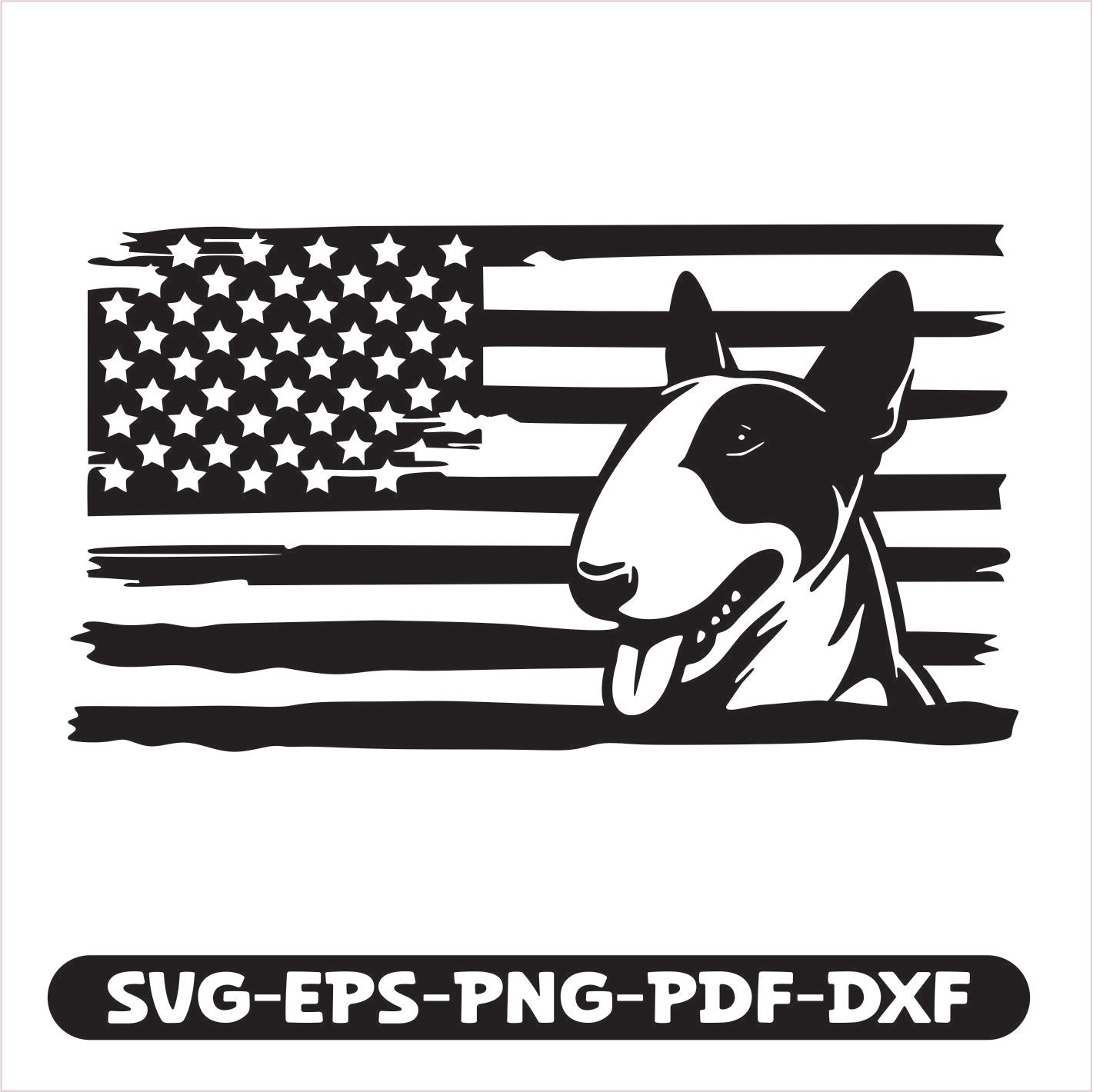 Bull Terrier Dog USA SVG EPS PNG PDF DXF Cutting