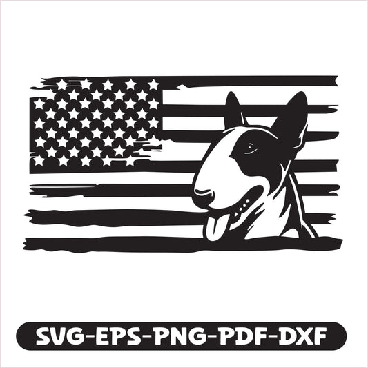 Bull Terrier Dog USA SVG EPS PNG PDF DXF Cutting