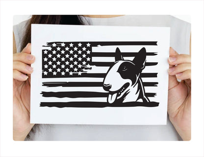 Bull Terrier Dog USA Black Decal Sticker