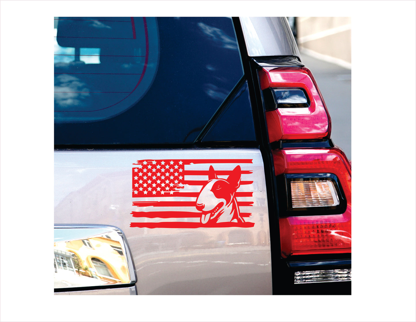 Bull Terrier Dog USA Red Decal Sticker
