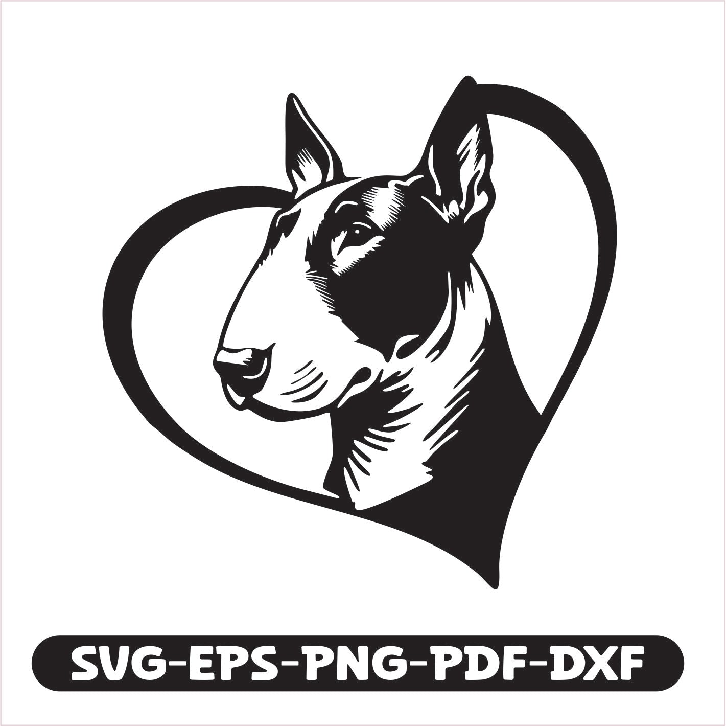 Bull Terrier Heart SVG EPS PNG PDF DXF Cutting