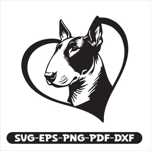 Bull Terrier Heart SVG EPS PNG PDF DXF Cutting