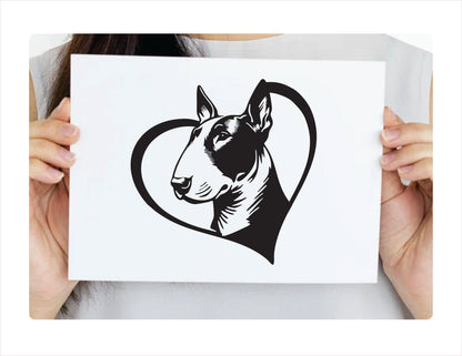 Bull Terrier Dog Heart Black Decal Sticker