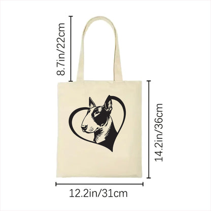 Bull terrier heart tote bag 2