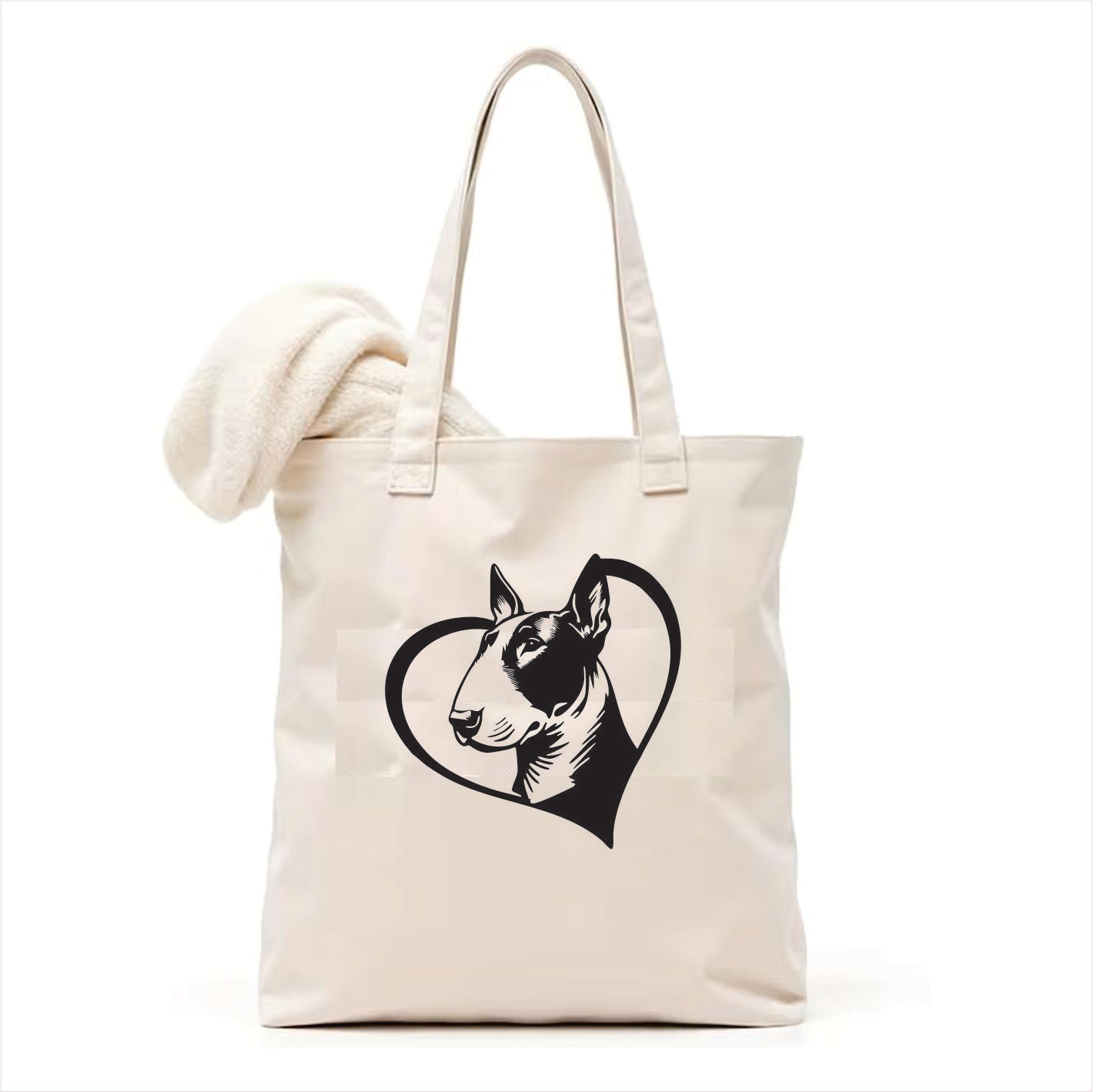 Bull terrier heart tote bag 3
