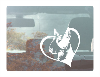 Bull Terrier Dog Heart White Decal Sticker
