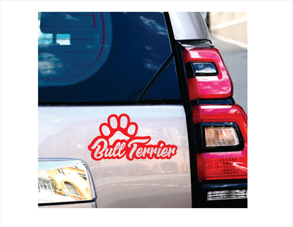 Bull Terrier Paw Red Vinyl Decal Sticker