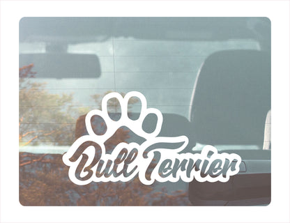 Bull Terrier Paw White Vinyl Decal Sticker