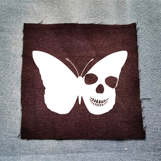 Butterfly Skull Sew-On Patch Black 
