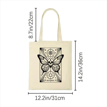 Butterfly skull gothic tote bag 2