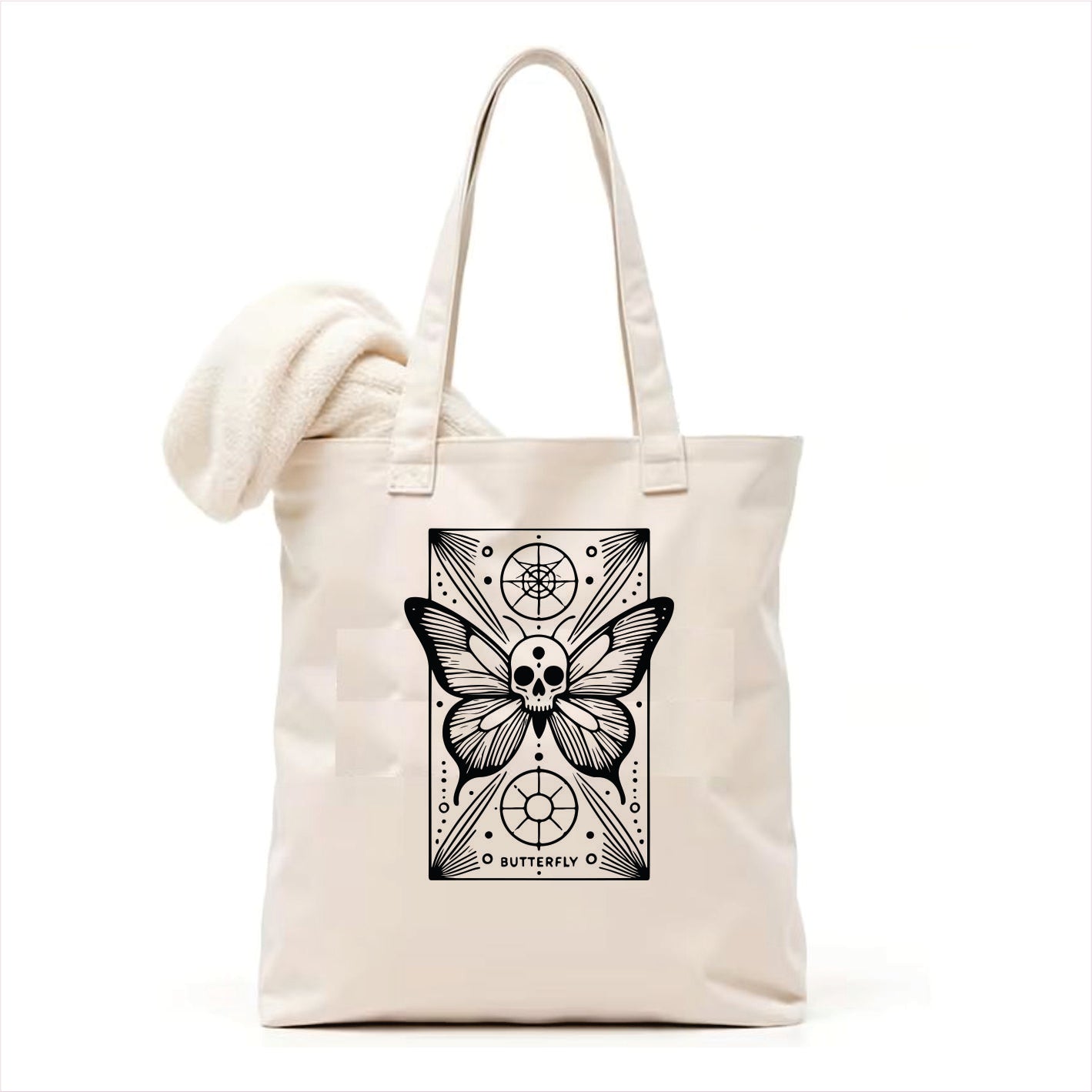 Butterfly skull gothic tote bag 3