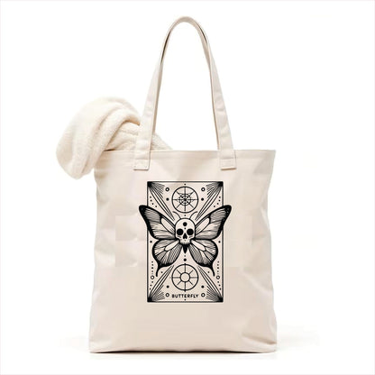 Butterfly skull gothic tote bag 3