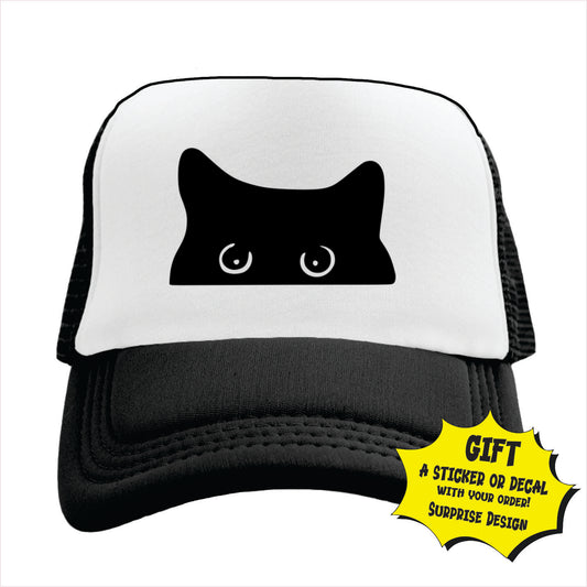 Cat Black Trucker Hat Cap