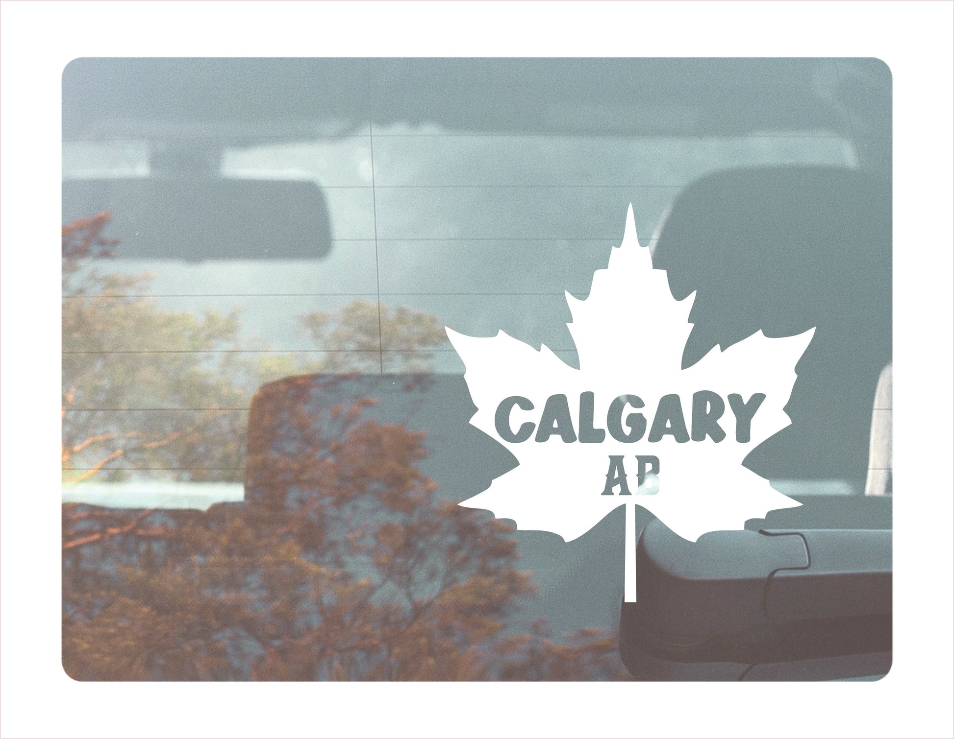 Calgary Alberta maple leaf Canada White Decal Sticker