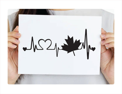 Canada Heartbeat Black Vinyl Decal Sticker
