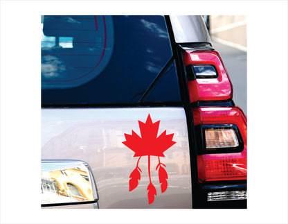 Canadian Feathers Red Vinyl Decal Sticker