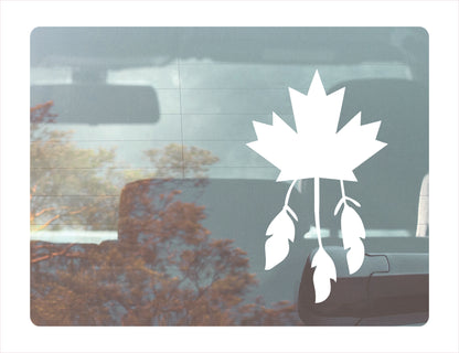 Canadian Feathers White Vinyl Decal Sticker
