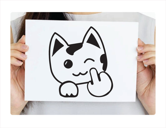 Cat Middle Finger Decal Sticker - FREE shipping