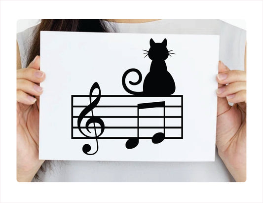 CAT Music lines symbols Treble Clef Key Vinyl Decal Sticker  FREE shipping