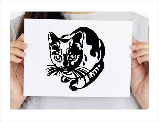 Cute Cat seated peeking Vinyl Decal Sticker  FREE shipping