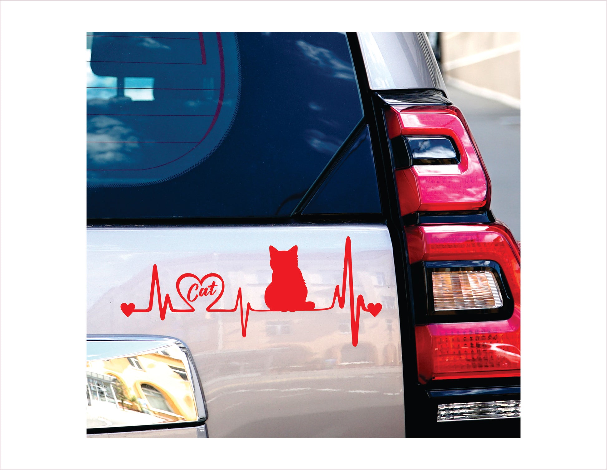 Cat Heartbeat Red Vinyl Decal Sticker