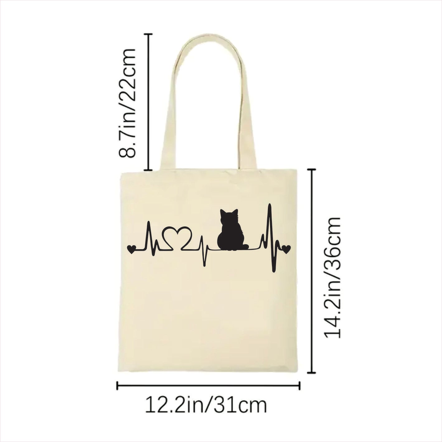 Cat heartbeat tote bag 2