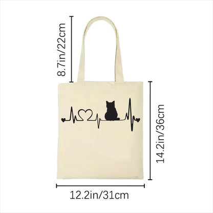 Cat heartbeat tote bag 2