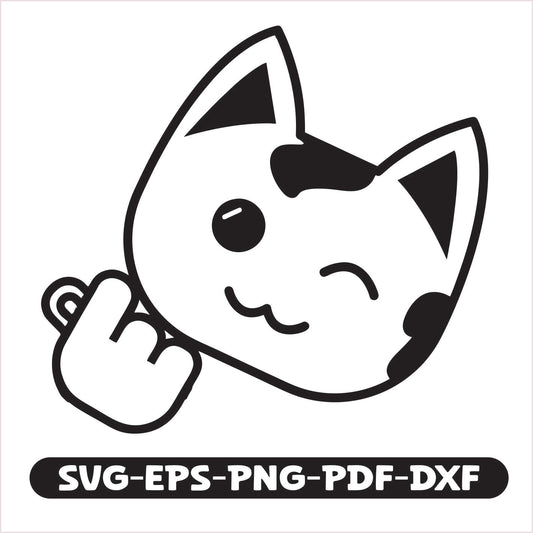 Cat Korean Heart SVG file. Perfect for crafting projects, it comes in multiple formats