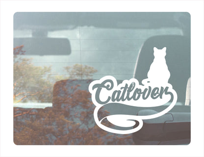 Cat Lover White Vinyl Decal Sticker 
