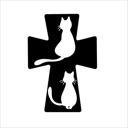 Cross Cat Vinyl Decal Sticker