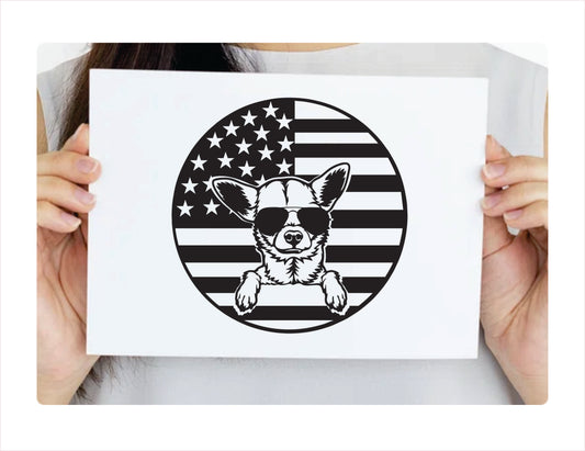 Chihuahua Dog Usa flag symbol Vinyl Decal Sticker FREE shipping