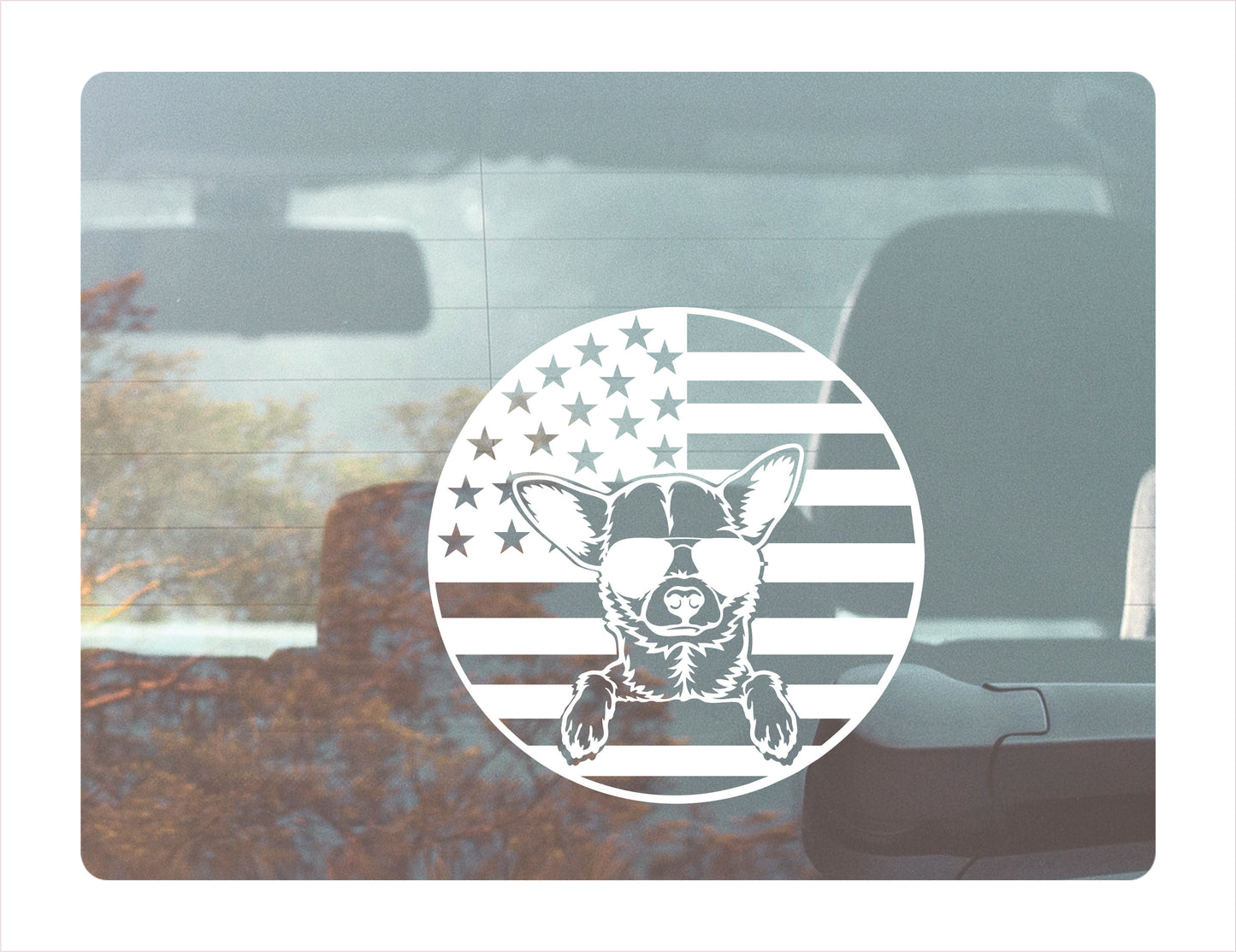 Chihuahua Dog Usa flag symbol Vinyl Decal Sticker FREE shipping
