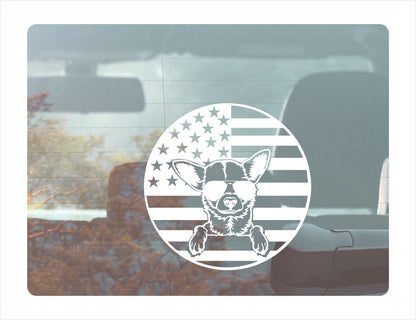 Chihuahua Dog Usa flag symbol Vinyl Decal Sticker FREE shipping