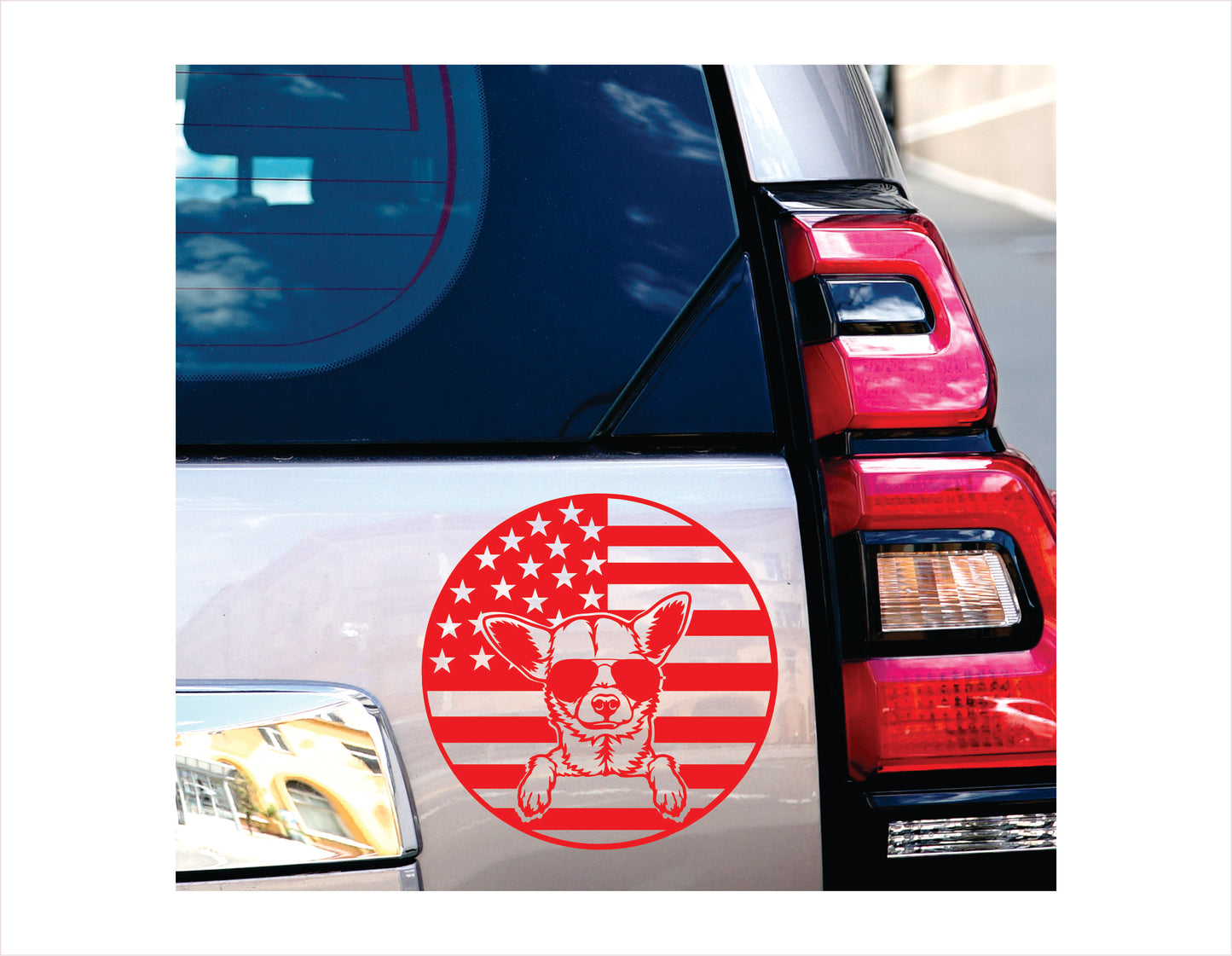 Chihuahua Dog Usa flag symbol Vinyl Decal Sticker FREE shipping