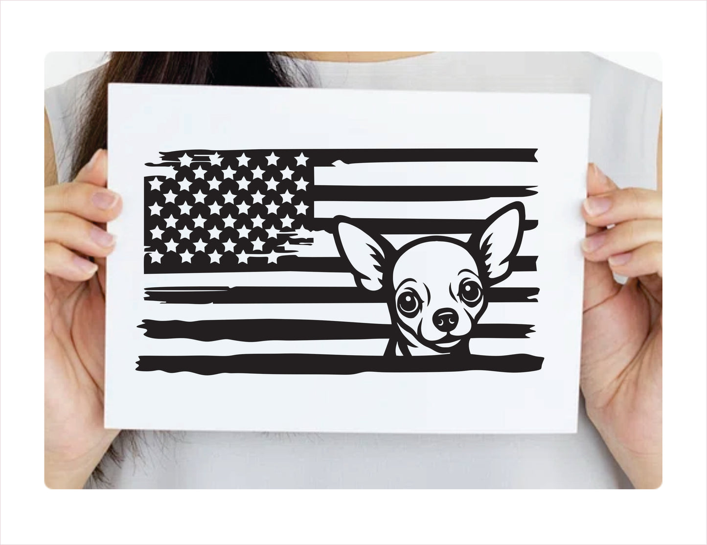 Chihuahua Dog USA Black Decal Sticker