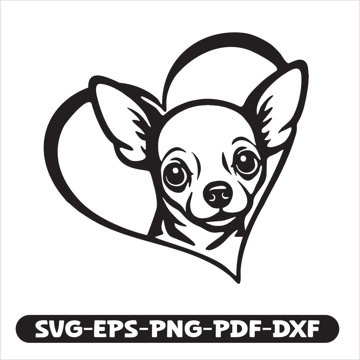 Chihuahua Heart SVG EPS PNG PDF DXF Cutting