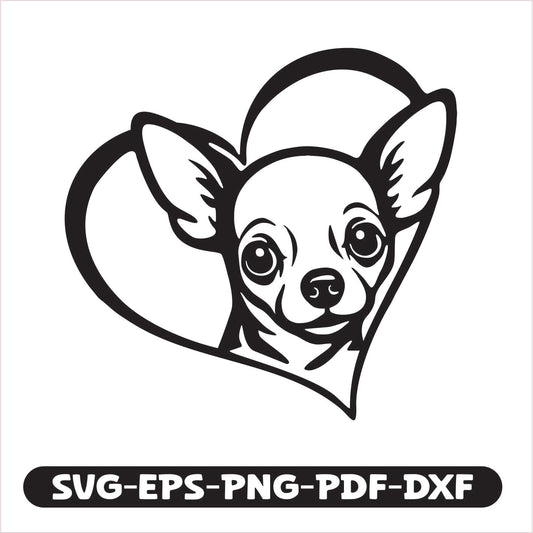 Chihuahua Heart SVG EPS PNG PDF DXF Cutting