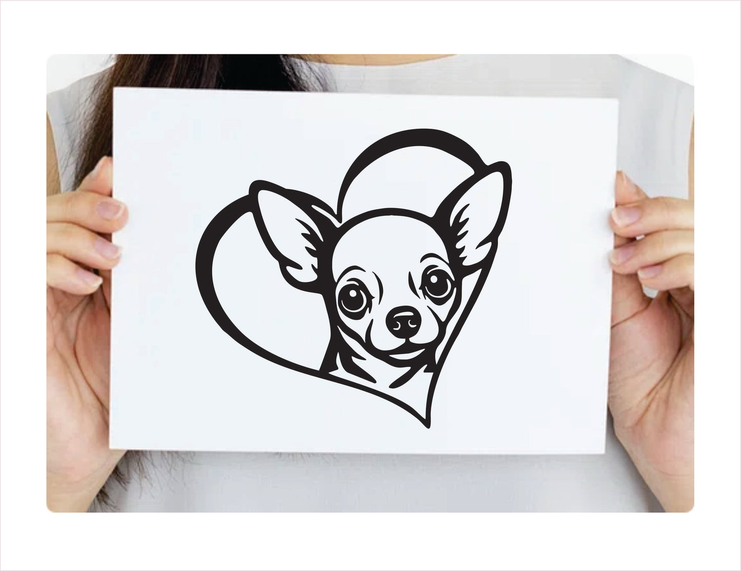 Chihuahua Dog Heart Black Decal Sticker