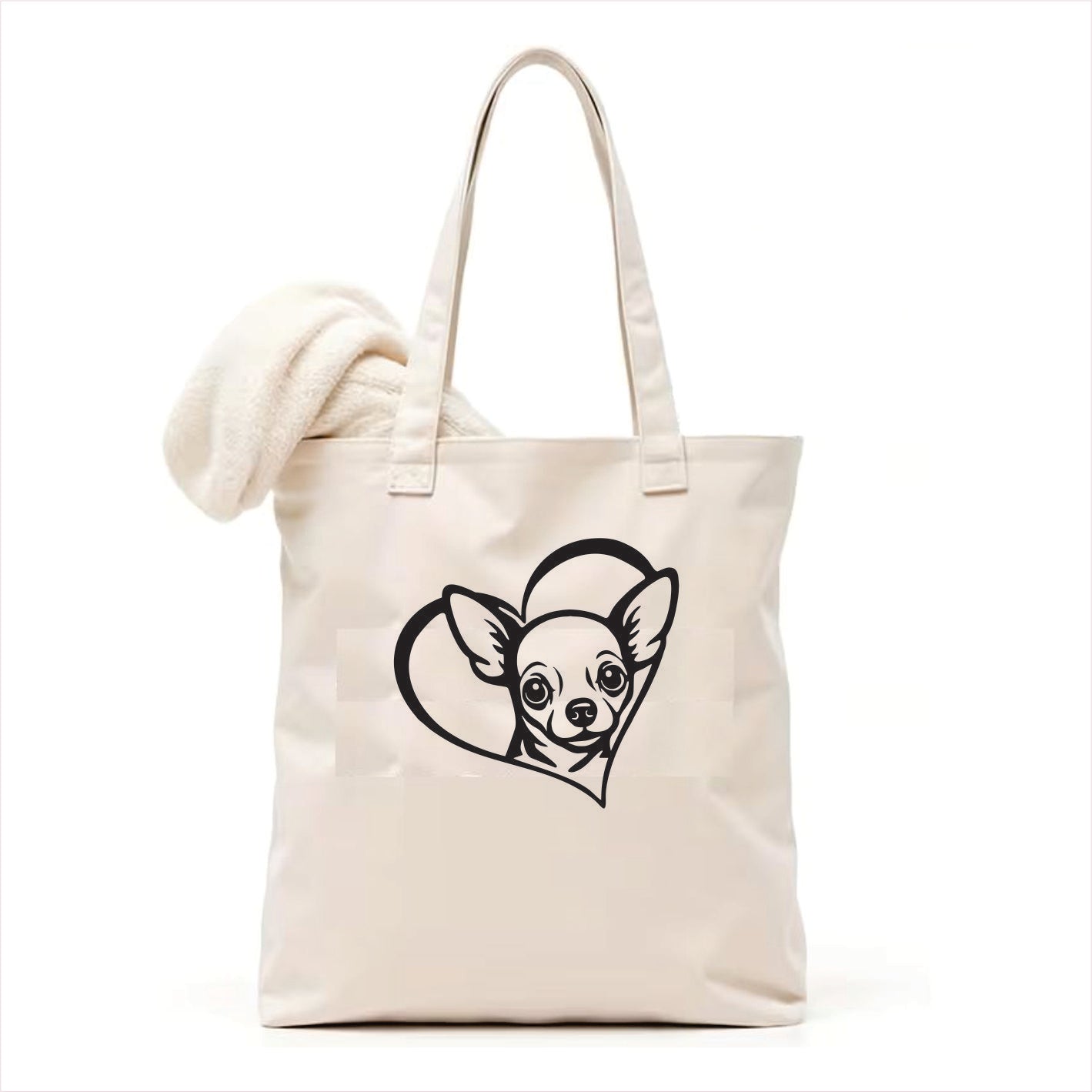 Chihuahua heart tote bag 3